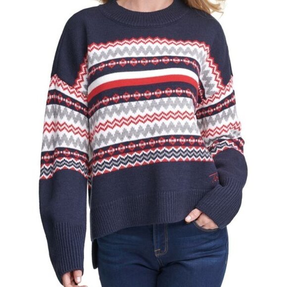 Tommy Hilfiger Blue Fair Isle Crewneck Sweater X-Small - Picture 1 of 6